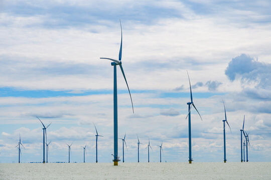 offshore wind power plants in the ijsselmeer, netherlands