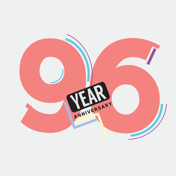 96th Years Anniversary Logo Birthday Celebration Abstract Design Vector Illustration.