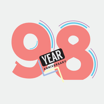98th Years Anniversary Logo Birthday Celebration Abstract Design Vector Illustration.