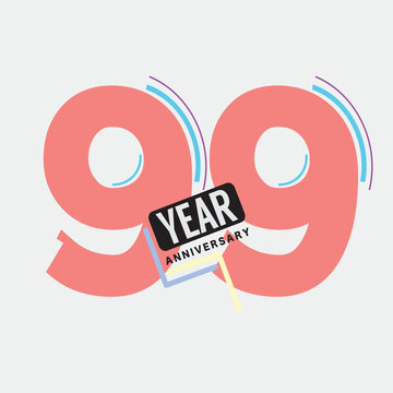 99th Years Anniversary Logo Birthday Celebration Abstract Design Vector Illustration.