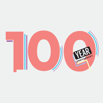 100th Years Anniversary Logo Birthday Celebration Abstract Design Vector Illustration.