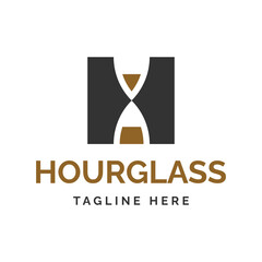 letter H with hourglass logo design