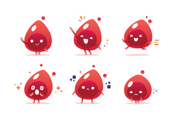 set od cute blood character mascot