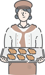 パン屋　店員　女性　イラスト