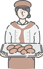 パン屋　店員　女性　イラスト
