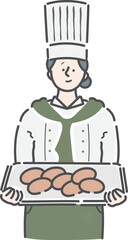 パン屋　店員　女性　イラスト