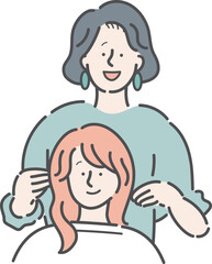 髪のカウンセリングをする美容師　美容室　女性　イラスト
