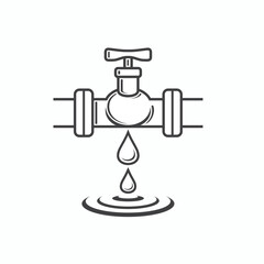 illustration of water pipe leak, vector art.