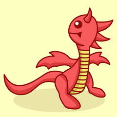 Cute red dragon Premium Vector Illustration