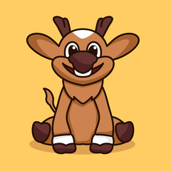 Sitting Deer Premium Vector Illustration