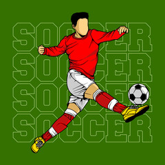 Fototapeta premium Vector illustrations of football, Illustrations of soccer ball players isolated in line art style, vector graphics for brochures, flyers, print.
