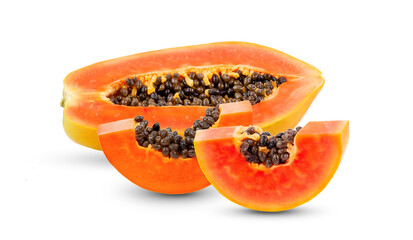 Papaya slices isolated on white