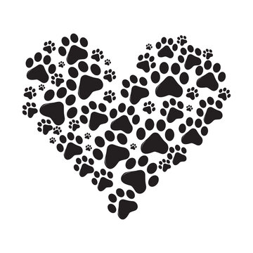 Animal love abstract colorful paw print logo background