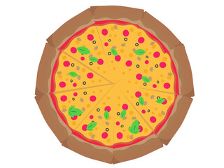 ピザ 1枚 食べ物 アイコン 丸 ベクターイラスト