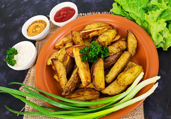 Baked potato wedges with spices