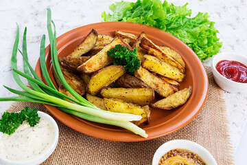 Baked potato wedges with spices
