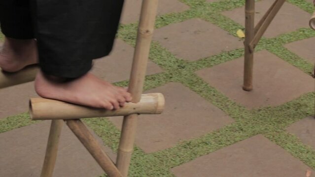 Egrang, Traditional Game Indonesia Pair of Bamboo Balance