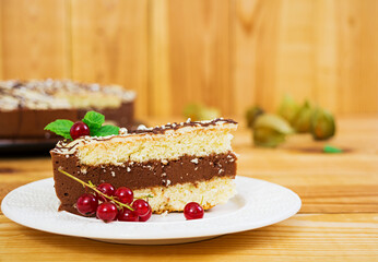 Cake pigeon's milk on wooden background