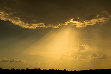 late afternoon sunbeam, sunset in the mountains