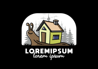 Walking snail and house illustration design