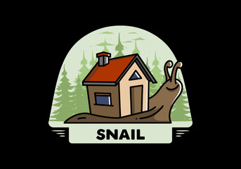 Walking snail and house illustration design