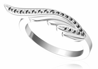 Wedding ring with diamond. Sign of love. Fashion jewelry .3D rendering