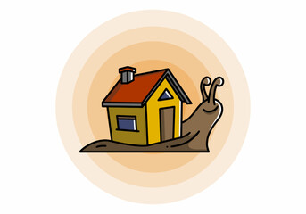 Walking snail and house illustration design