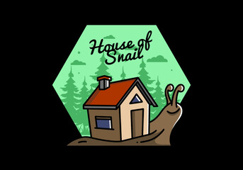 Walking snail and house illustration design