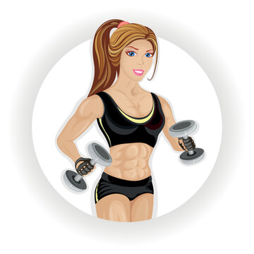 Regular exercise increases tone and improves mood, colored vector illustration, sport, girl, workout, beauty