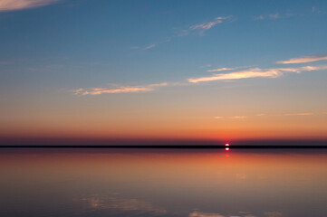 sunrise over pink salt lake