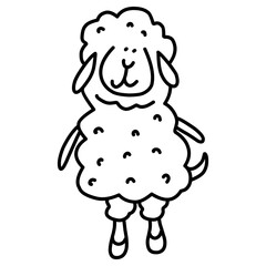 Sheep Illustration. Hand-drawn doodles illustration.
Line art. Cute, Funny. Cartoon Sheep