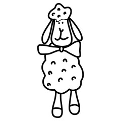 Sheep Illustration. Hand-drawn doodles illustration.
Line art. Cute, Funny. Cartoon Sheep