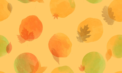 Seamless pattern with autumn leaves. Vector illustration of watercolor background.