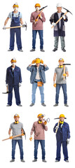 Obraz premium Miner man with pick axe on white background