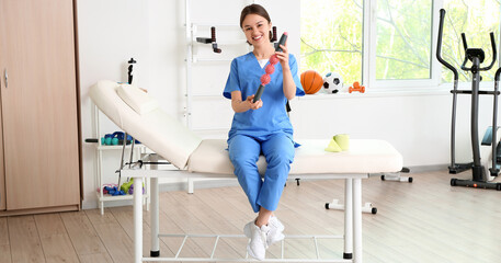 Female physiotherapist in rehabilitation center