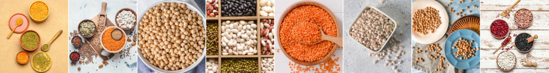Collection of healthy legumes, top view
