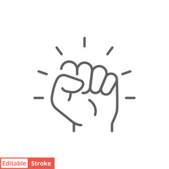 Fototapeta premium Empowerment icon. Simple outline style. Hand fist, empower, strength, courage, strong, power concept. Thin line vector illustration isolated on white background. Editable stroke EPS 10.