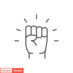 Empowerment icon. Simple outline style. Hand fist, empower, strength, courage, strong, power concept. Thin line vector illustration isolated on white background. Editable stroke EPS 10.