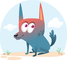 Cute cartoon  funny dog. Vector illustration