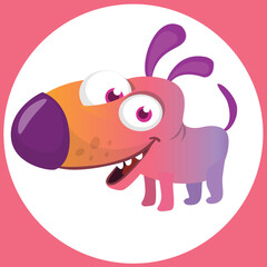 Cute cartoon  funny dog. Vector illustration