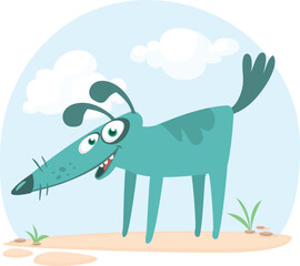 Cute cartoon  funny dog. Vector illustration