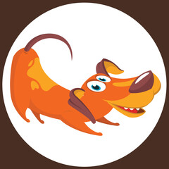 Cute cartoon  funny dog. Vector illustration