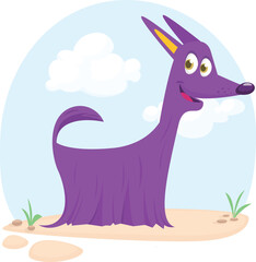 Cute cartoon  funny dog. Vector illustration