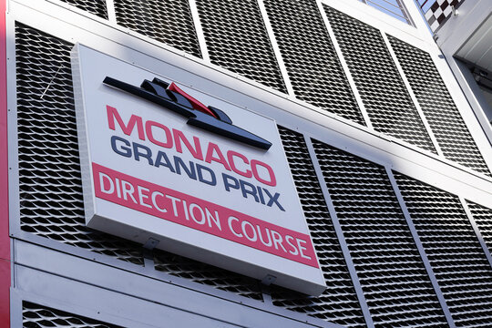 Monaco Grand Prix Race Direction Text Sign French And Logo Brand Of Grand Prix Formula One 1