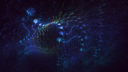 3D rendering abstract colorful fractal light background