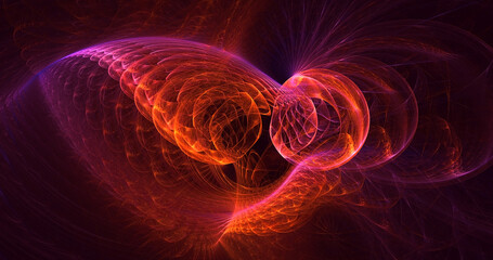 3D rendering abstract multicolor fractal light background