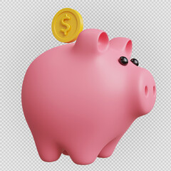 piggy bank minimal isolated background,with clipping path,3d rendering. © KWstudio