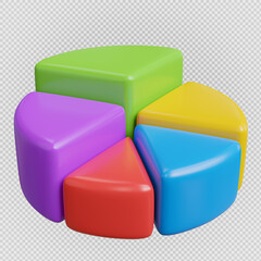 circle chart minimal isolated background,with clipping path,3d rendering.