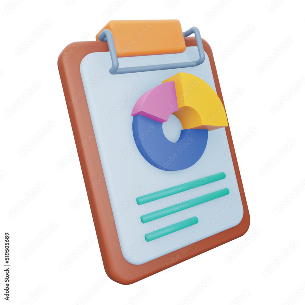 Poster chart report 3d rendering isometric icon.