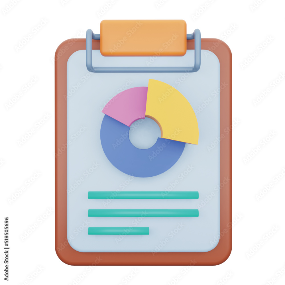 Poster chart report 3d rendering isometric icon.